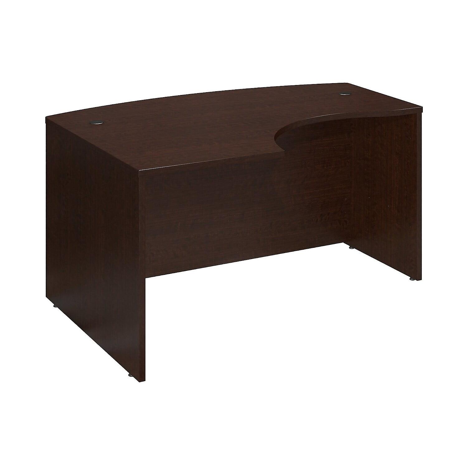 Executive Mocha Cherry L-Shaped Desk with Filing Cabinet and Keyboard Tray