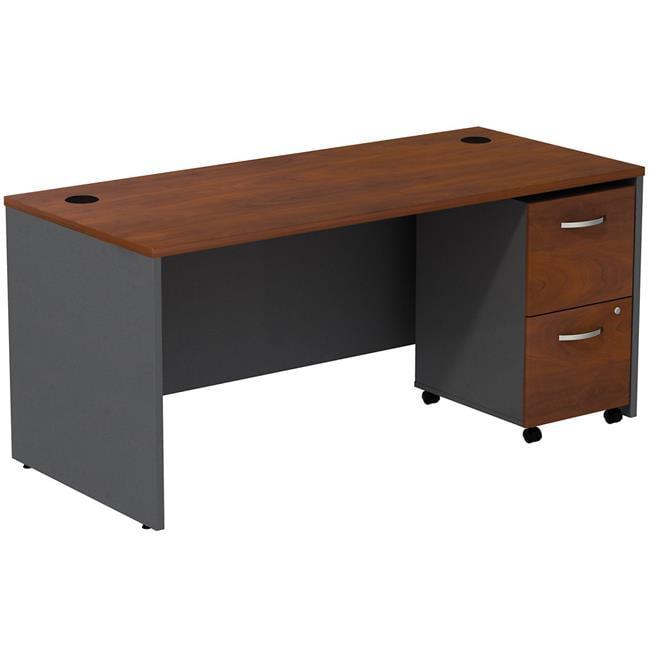 Hansen Cherry and Graphite Gray 66W Office Desk with Mobile Pedestal