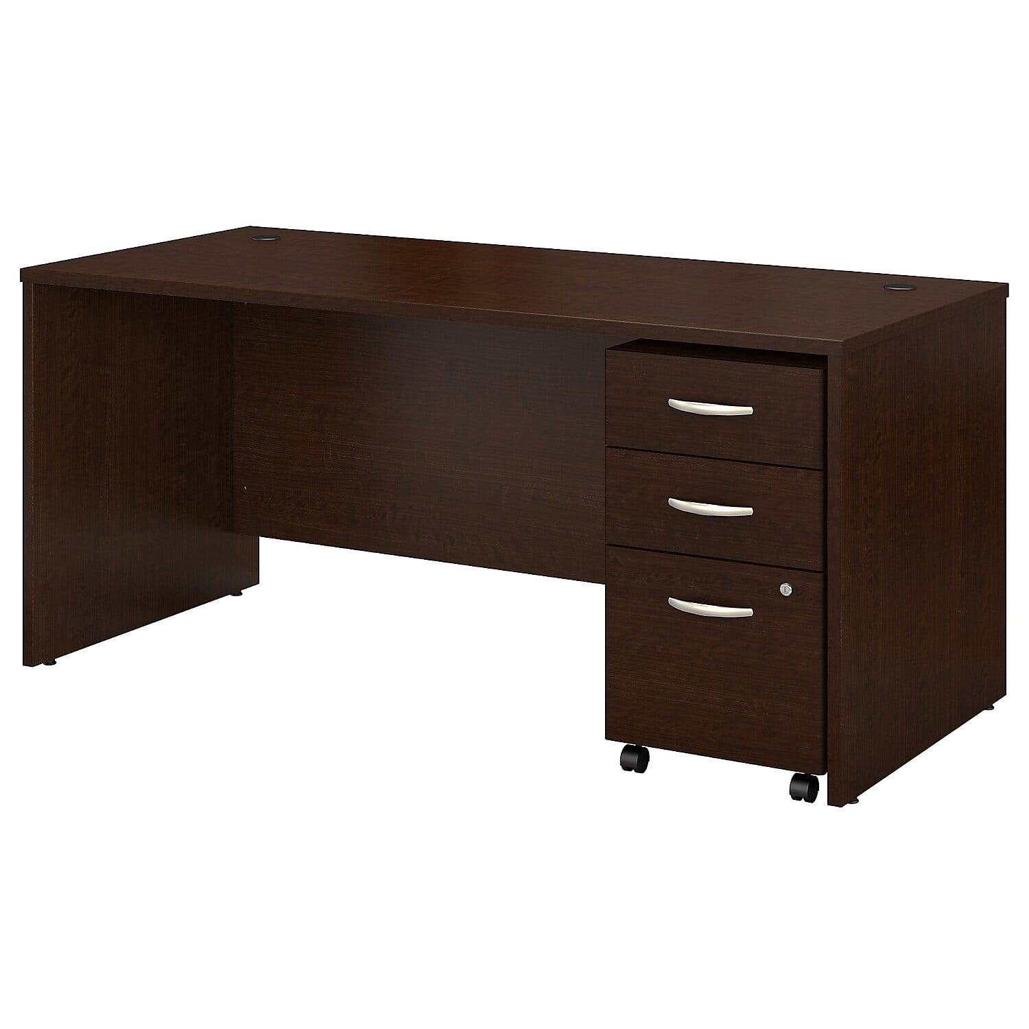 Mocha Cherry 66" Office Desk with Mobile File Cabinet