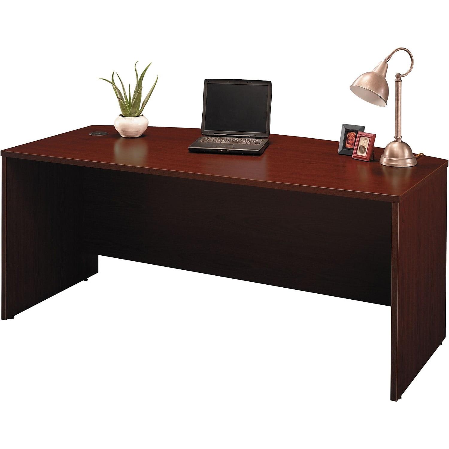 Contemporary Mahogany Home Office Desk with Drawer and Filing Cabinet