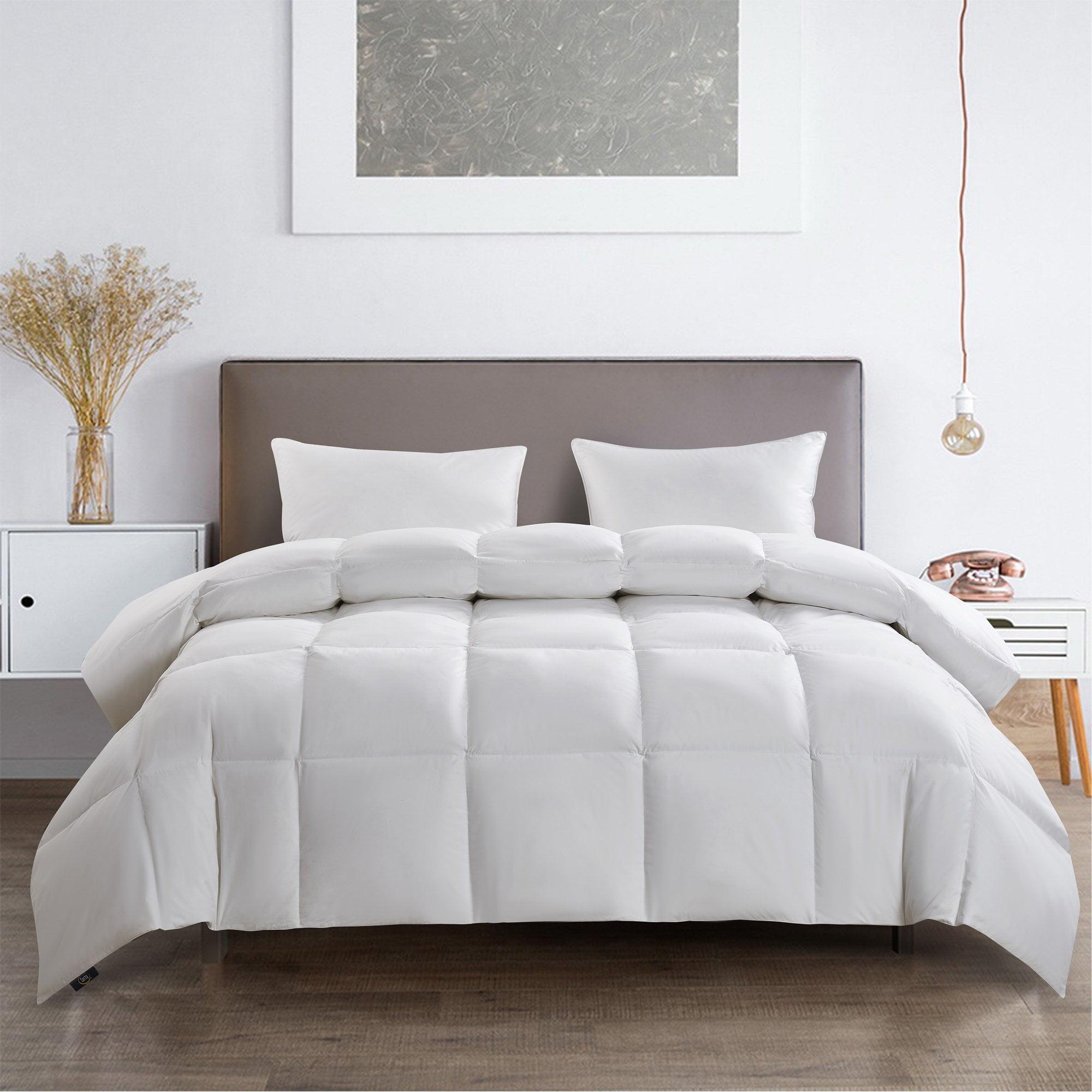 Serta 233 Thread Count White Goose Feather And White Goose Down Fiber Comforter-Light Warmth, Full/Queen