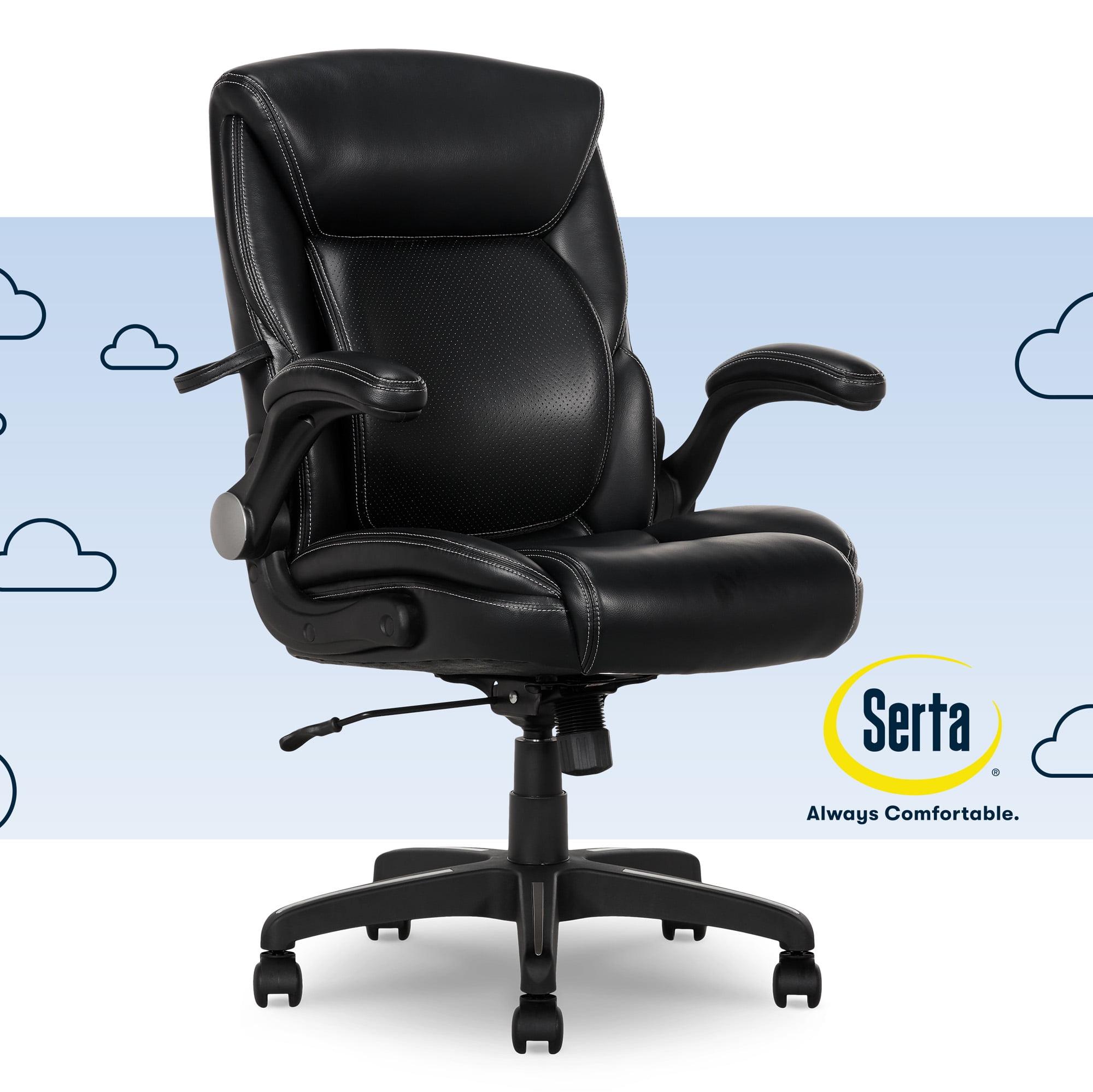 Black Leather Executive Swivel Office Chair with Adjustable Arms