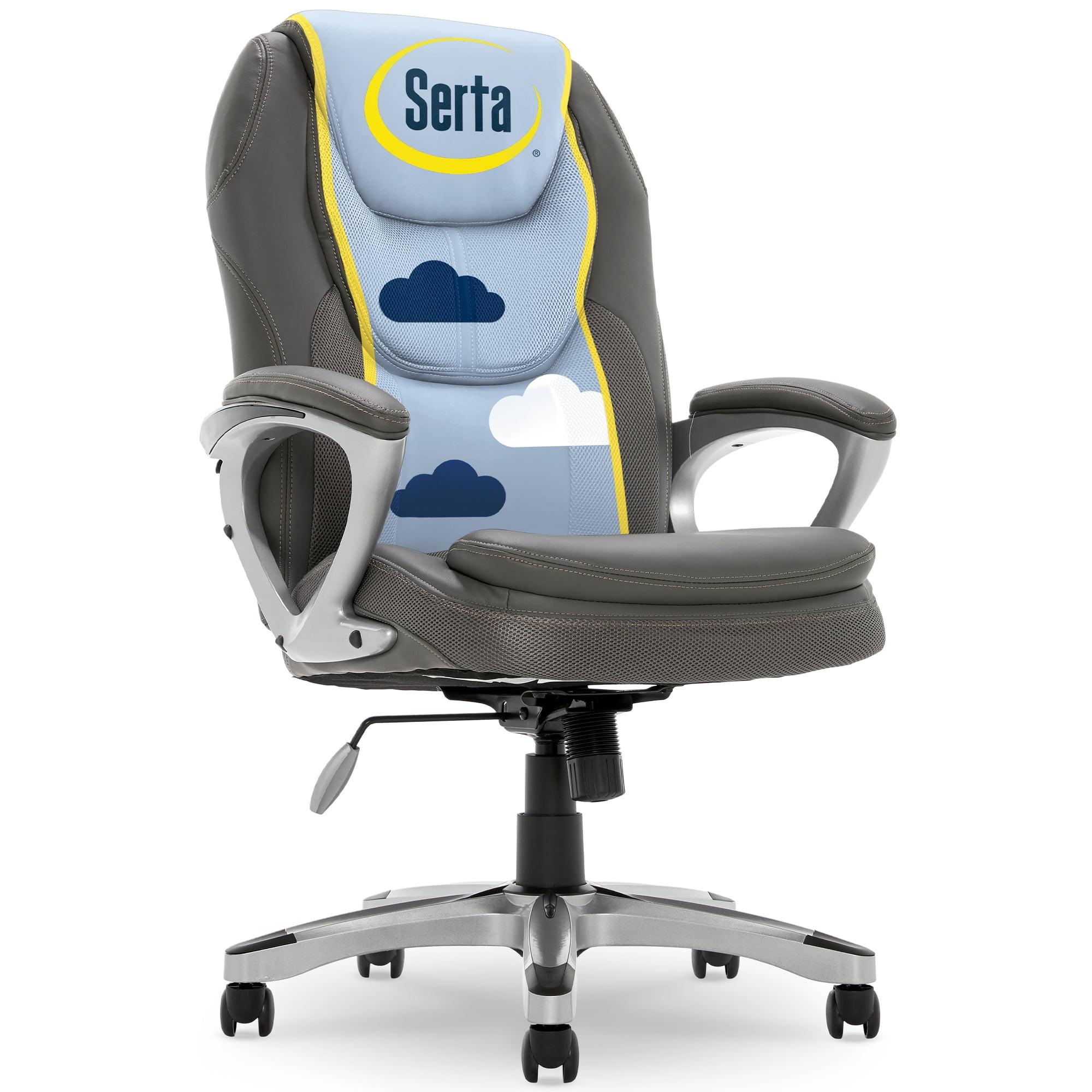 Amplify Executive Mesh Office Chair Seamless Light Gray - Serta: Ergonomic with Fixed Arms & Casters, Adjustable Height