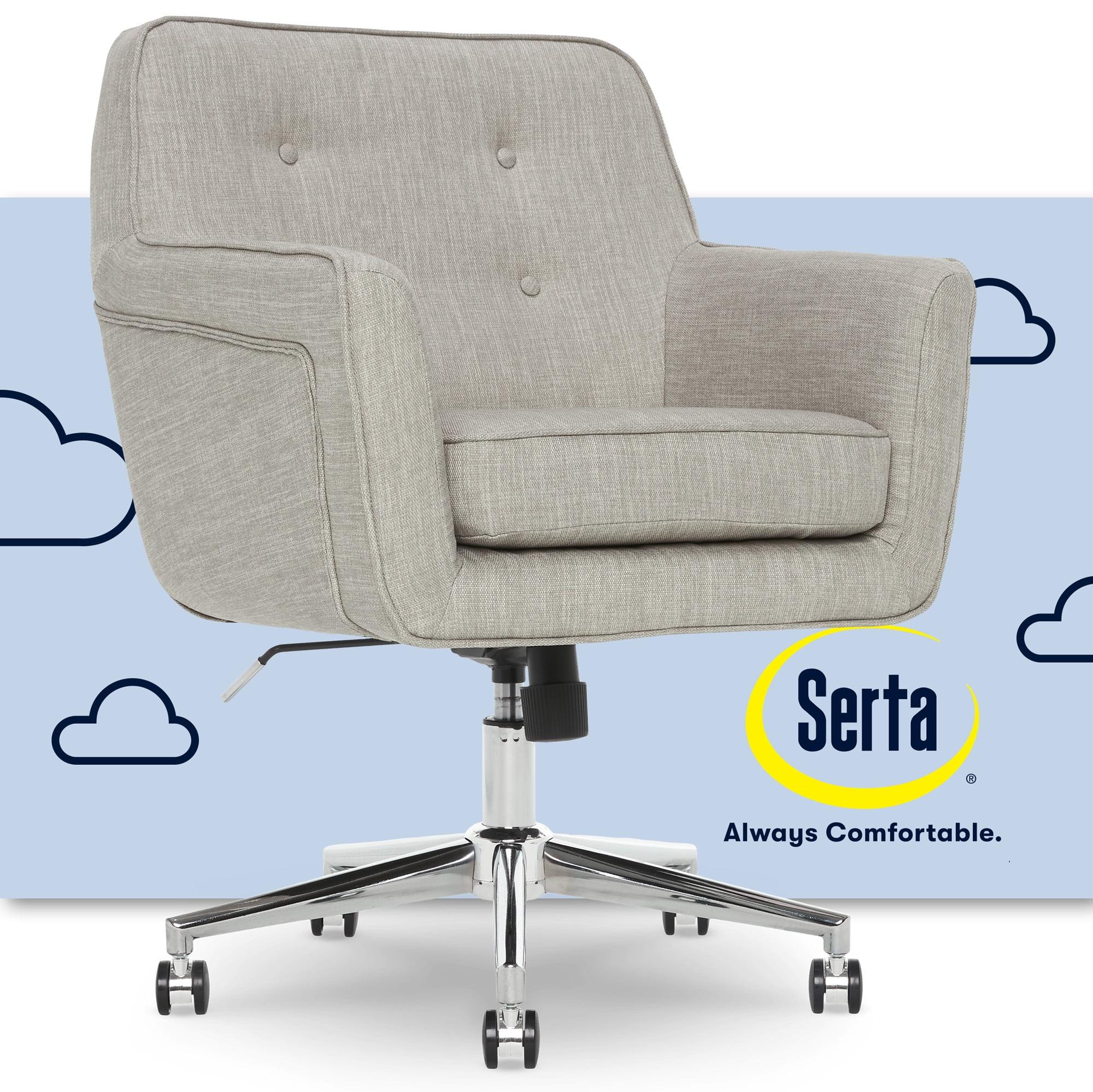 Serta Ashland Fabric Mid-Back Home Office Chair with Arms, Light Gray