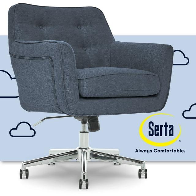Style Ashland Home Office Chair Sanctuary Blue - Serta: Mid-Century, Adjustable, Twill Fabric