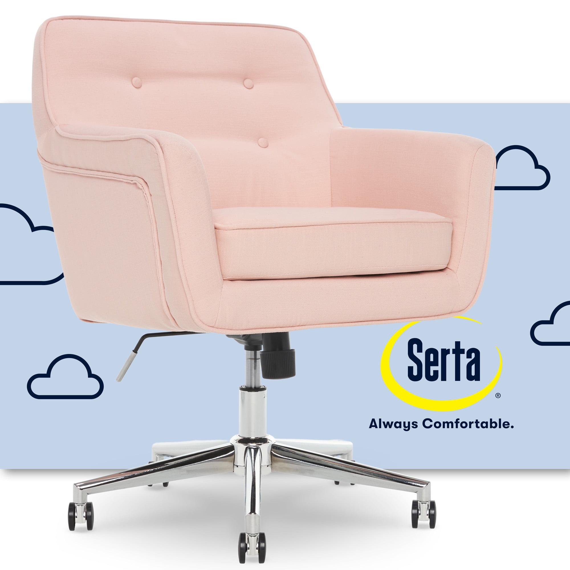 Serta Style Ashland Home Office Chair Party Blush Pink: Upholstered, Adjustable, with Casters/Wheels