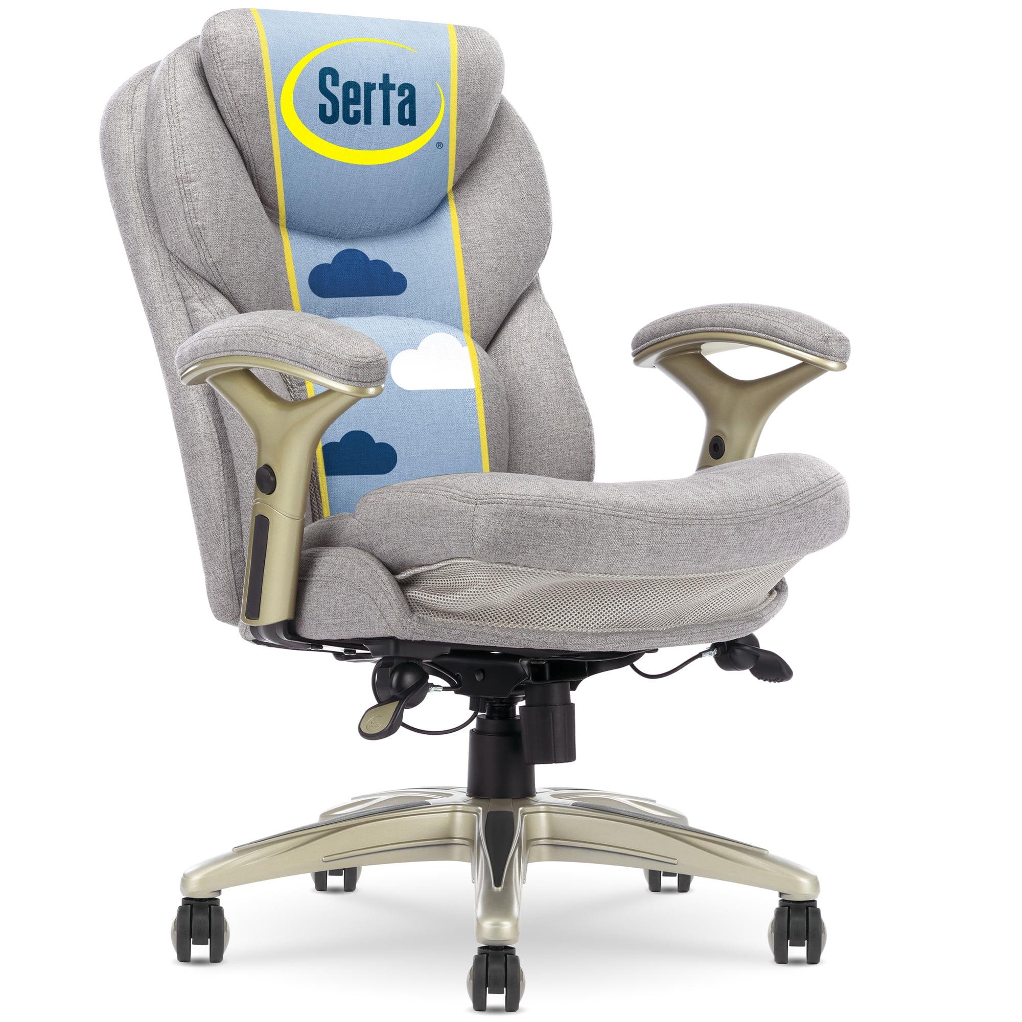 Works Executive Office Chair Light Gray : Serta, Ergonomic, Pneumatic Height Adjustment, Bonded Leather