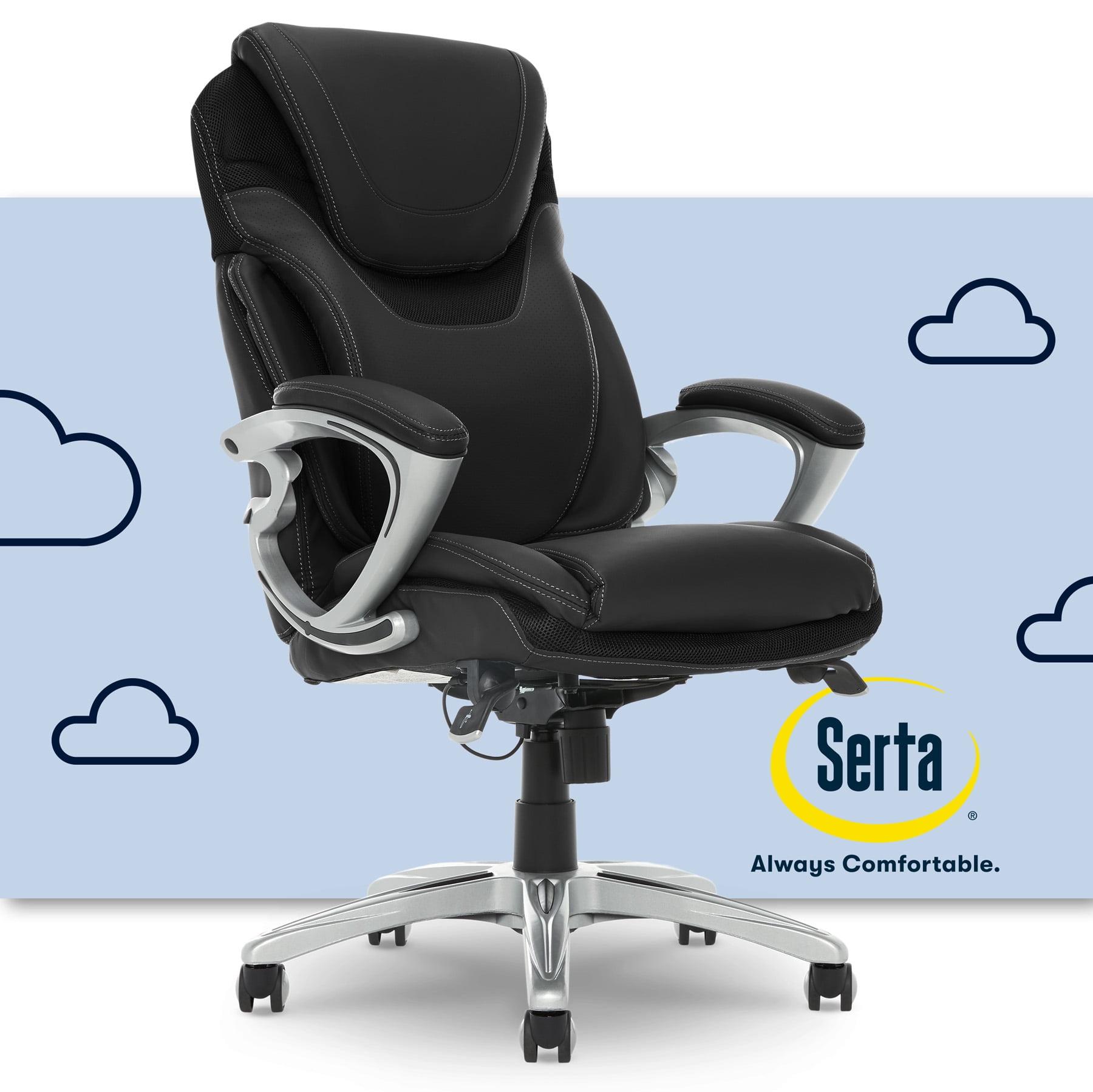 Serta Bryce Office Chair Patented AIR Lumbar Technology Bonded Leather Black