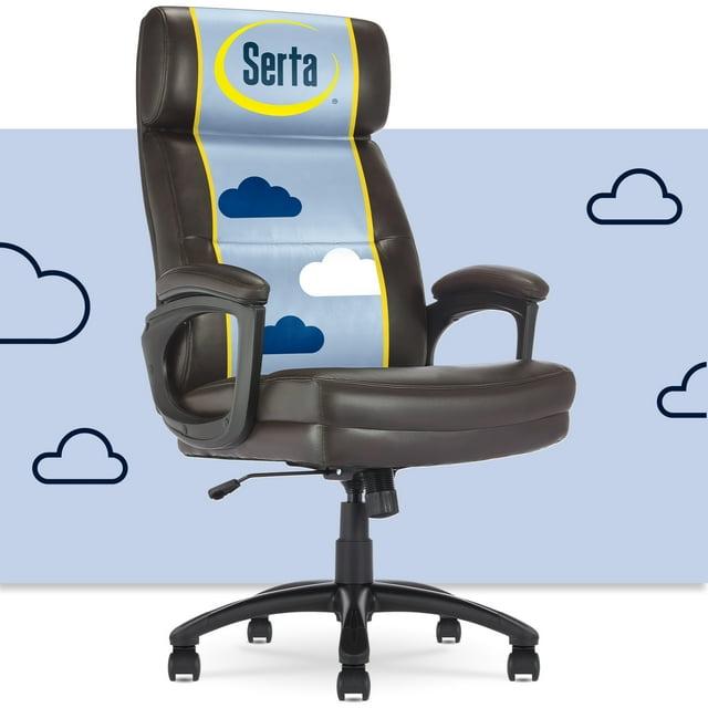 Serta Serta Comfort Executive Big & Tall Office Chair, Ergonomic High-Back, Semi Plush Seat, Padded Arms