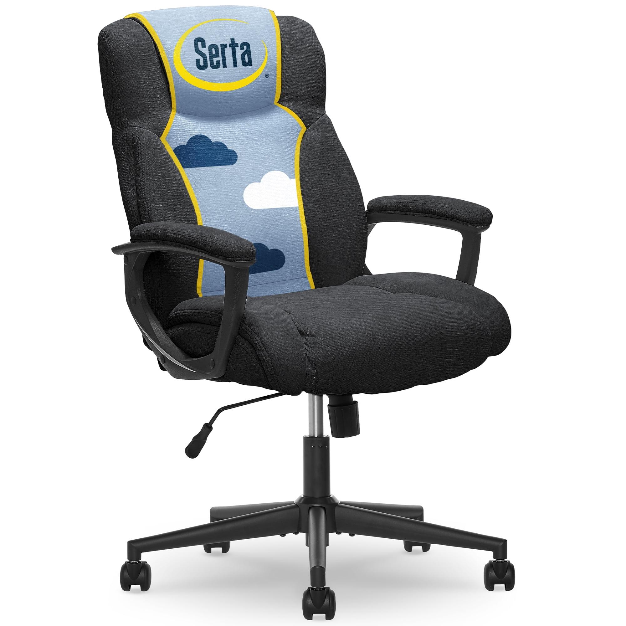 Style Hannah II Office Chair Midnight Black - Serta: Executive, Microfiber, 400 lbs Capacity