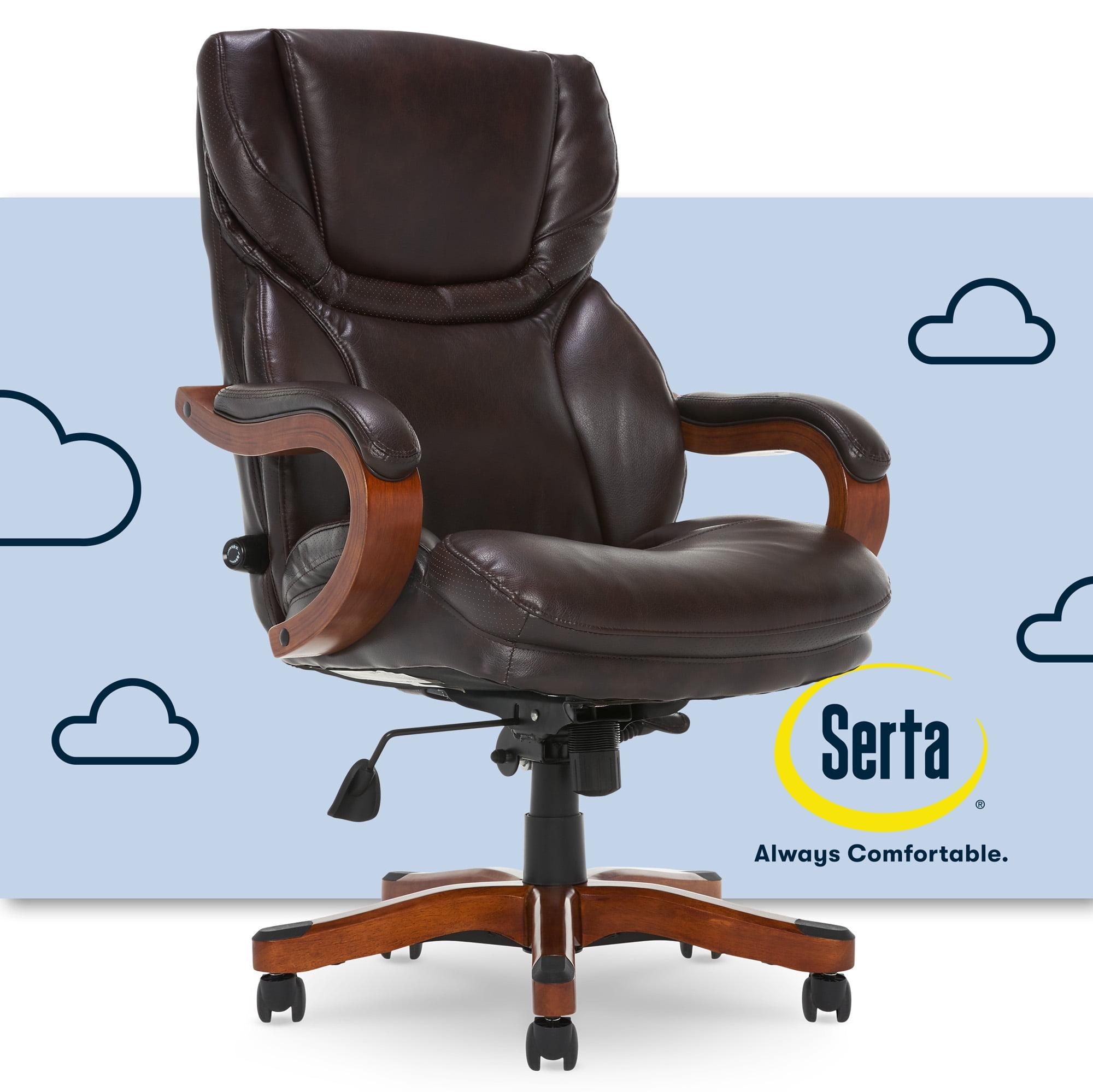 Big and Tall Executive Office Chair with Upgraded Wood Accents - Serta