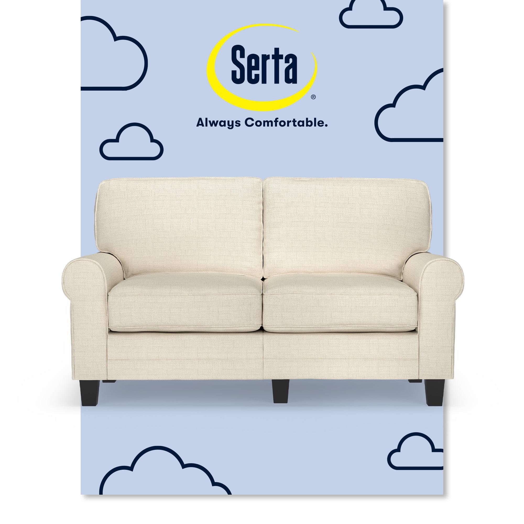 Serta Copenhagen 61" Rolled Arm Sofa, Easy Care Fabric, Soft Pillow Back, Pocket Coil Seat Cushions