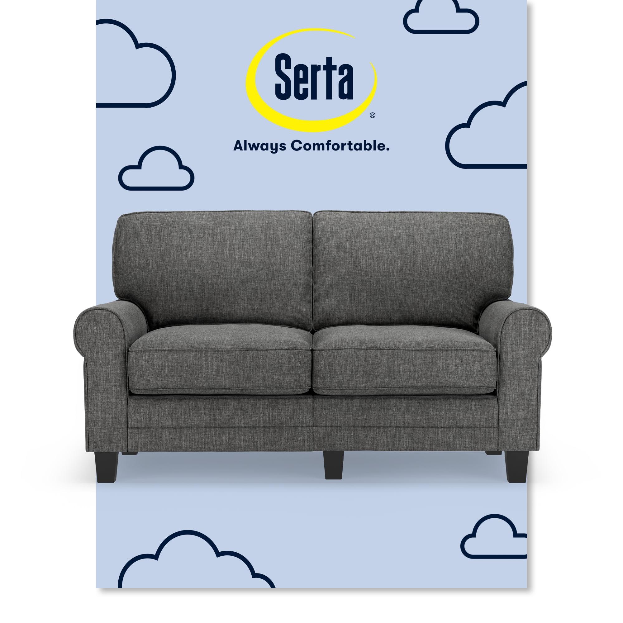 Serta Copenhagen 61" Rolled Arm Sofa, Easy Care Fabric, Soft Pillow Back, Pocket Coil Seat Cushions