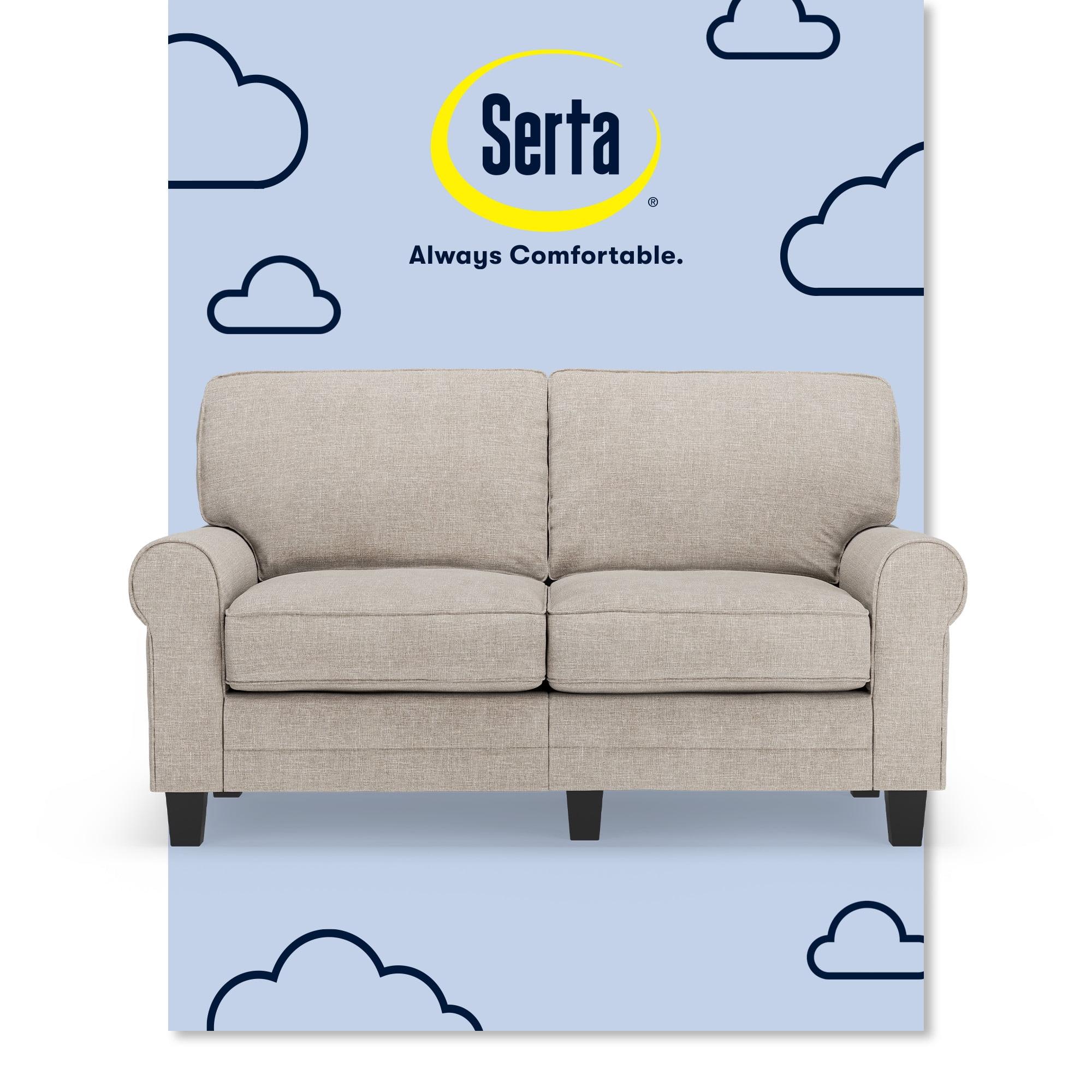 Serta Copenhagen 61" Rolled Arm Sofa, Easy Care Fabric, Soft Pillow Back, Pocket Coil Seat Cushions