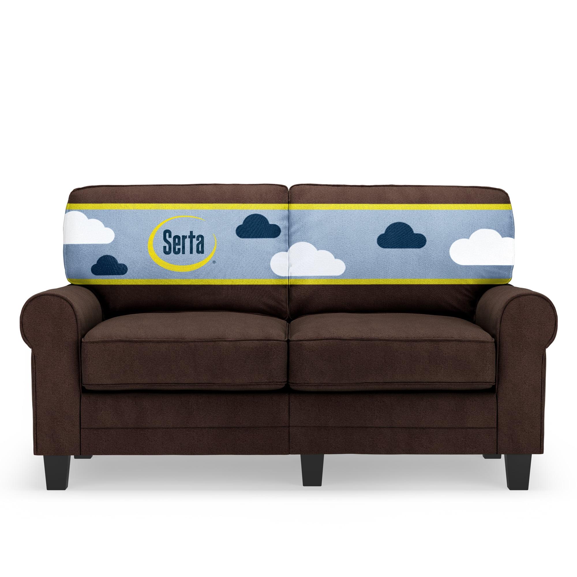 Serta Copenhagen 61" Rolled Arm Sofa, Easy Care Fabric, Soft Pillow Back, Pocket Coil Seat Cushions