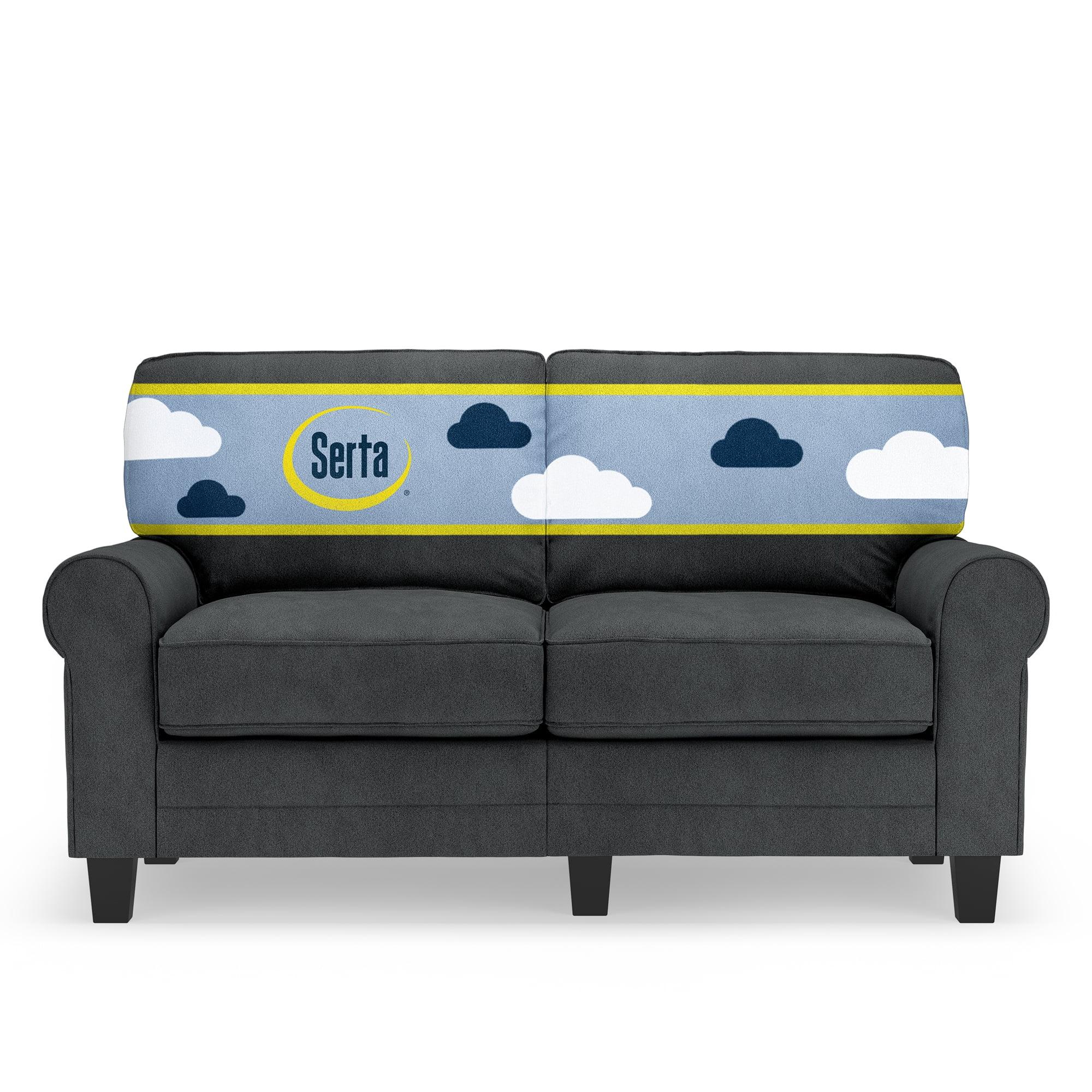 Serta Copenhagen 61" Rolled Arm Sofa, Easy Care Fabric, Soft Pillow Back, Pocket Coil Seat Cushions