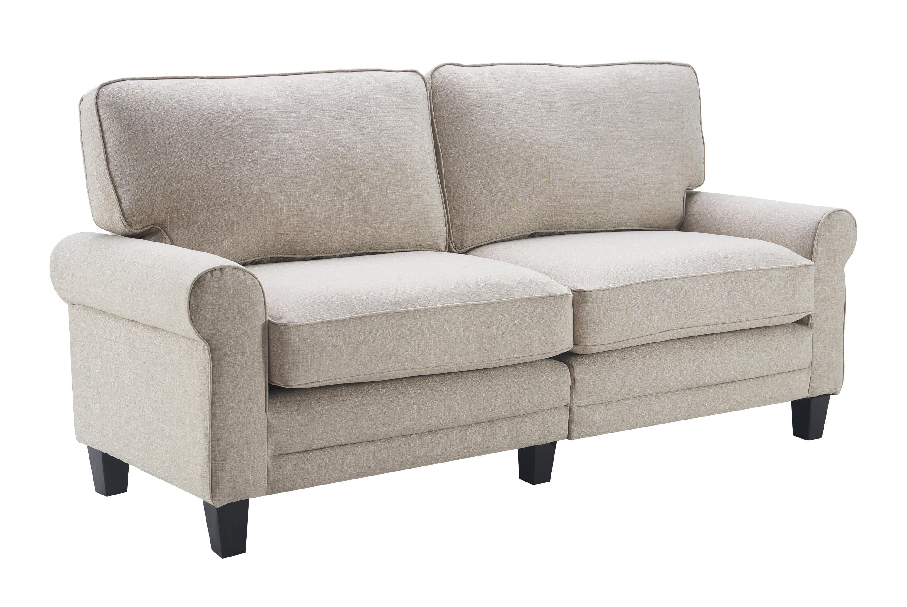 Copenhagen 73" Light Gray Fabric Sofa with Pillowed Back and Rounded Arms