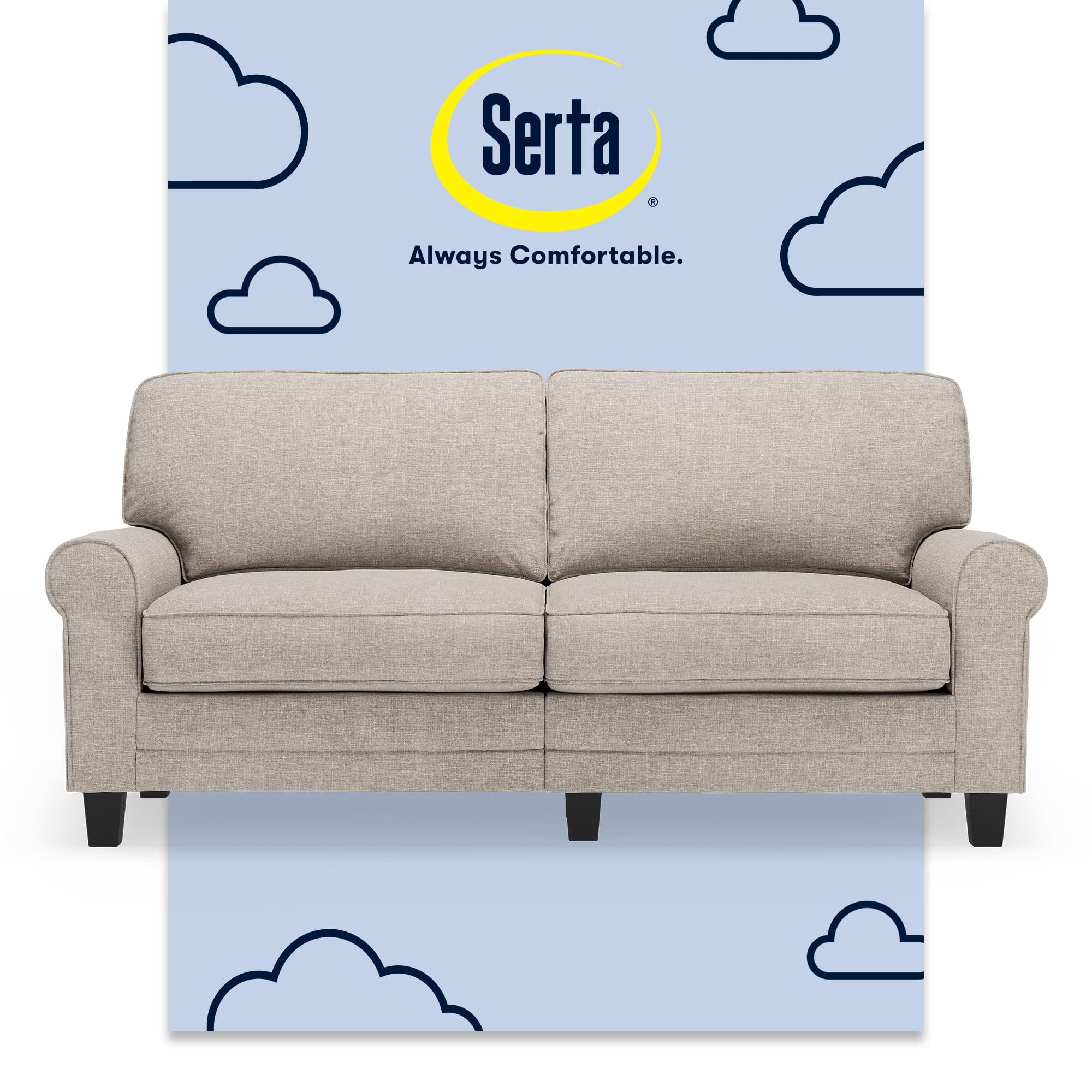 Serta Copenhagen 73" Rolled Arm Sofa, Easy Care Fabric, Soft Pillow Back, Pocket Coil Seat Cushions