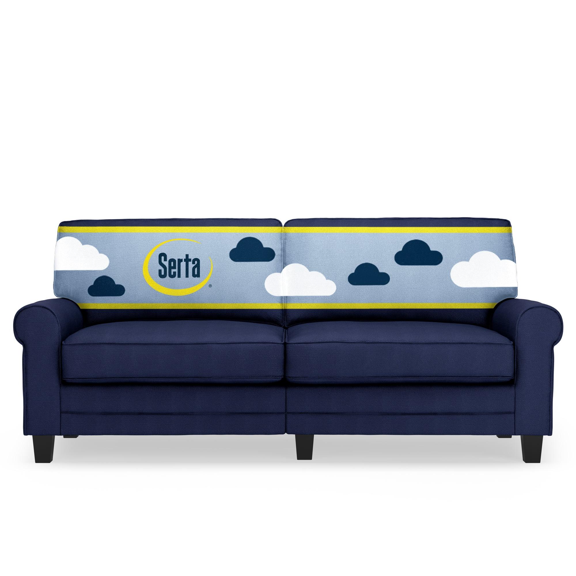 Serta 78" Copenhagen Sofa Navy Blue: Upholstered Polyester, Wood Frame, Removable Cushions, Seats 2