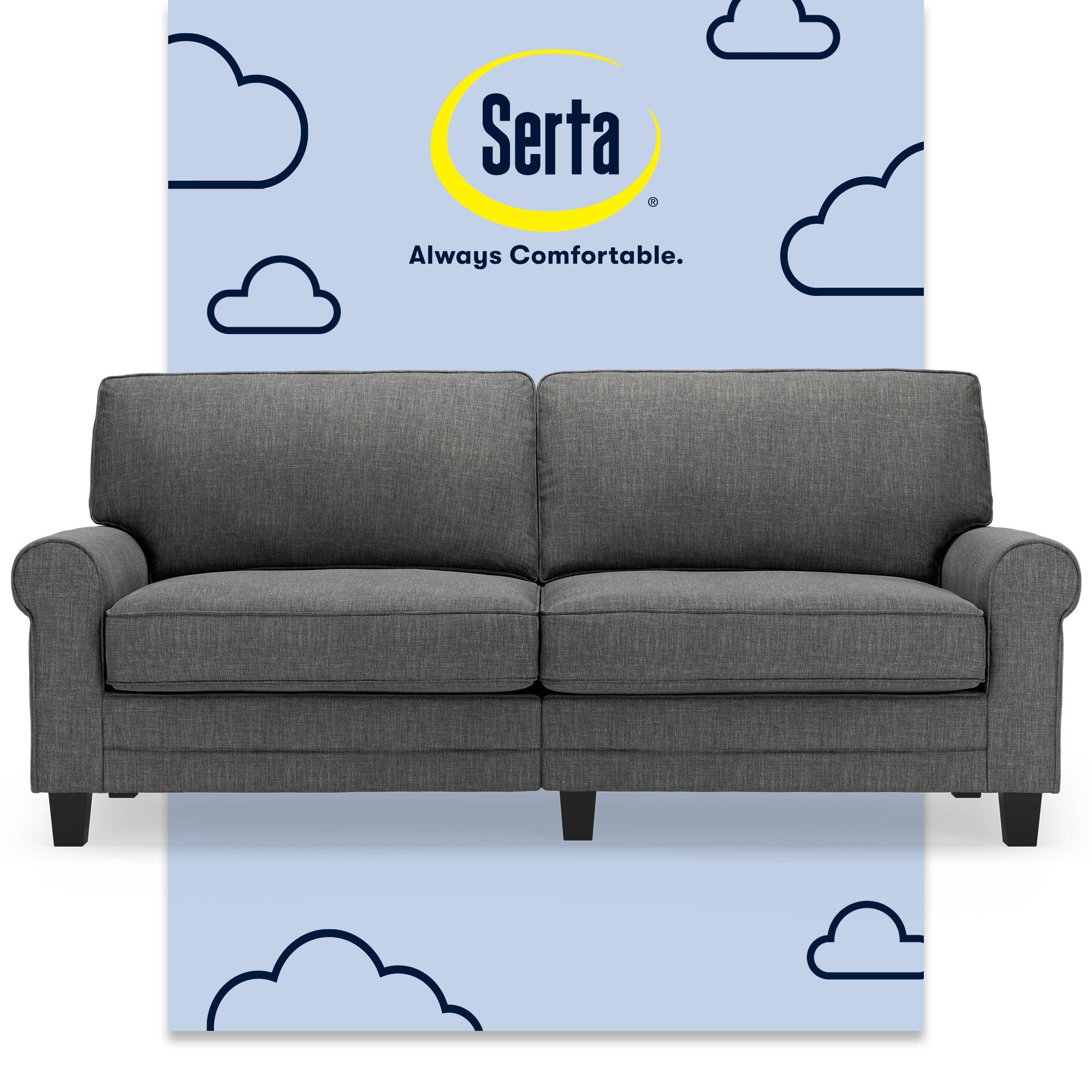 Serta Copenhagen 78" Sofa Couch for Two People with Pillowed Back Cushions and Rounded Arms