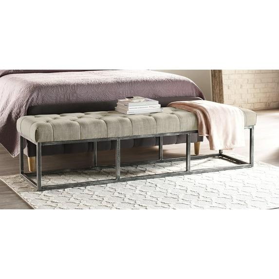 Danes Claire Tufted Bench with Iron Legs, Modern 72.5" Bench for Bedroom or Living Room