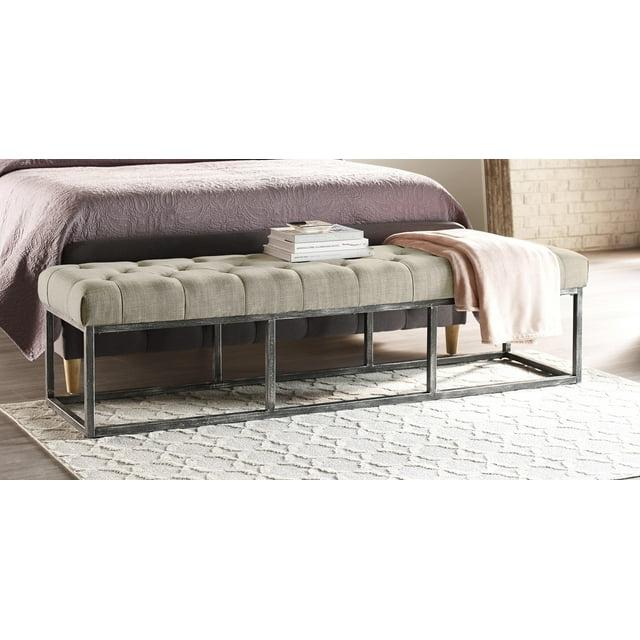 Danes Claire Tufted Bench with Iron Legs, Modern 72.5" Bench for Bedroom or Living Room