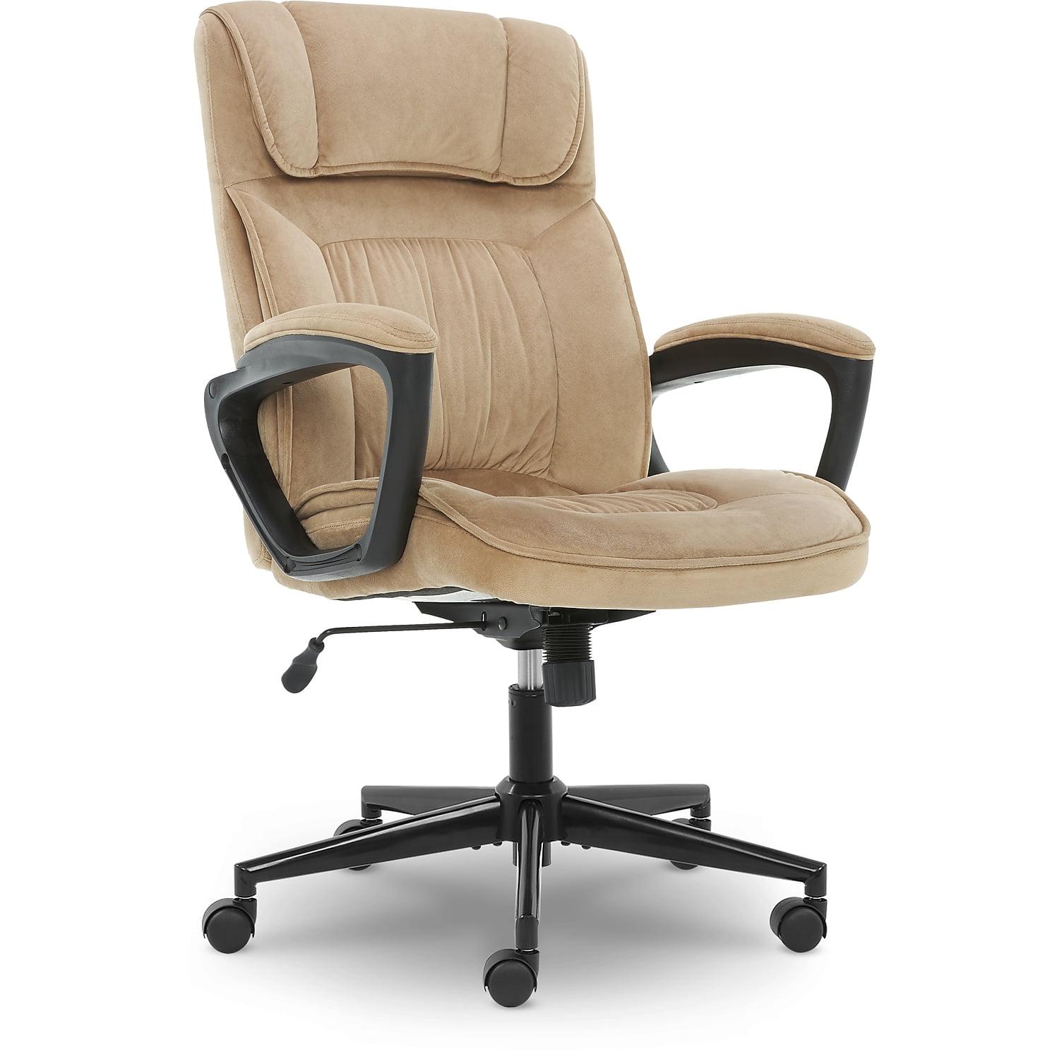 Serta Executive Office Chair Microfiber Light Beige Seat Size: 20.75''W x 19.5"D Back Size: 20.25"W