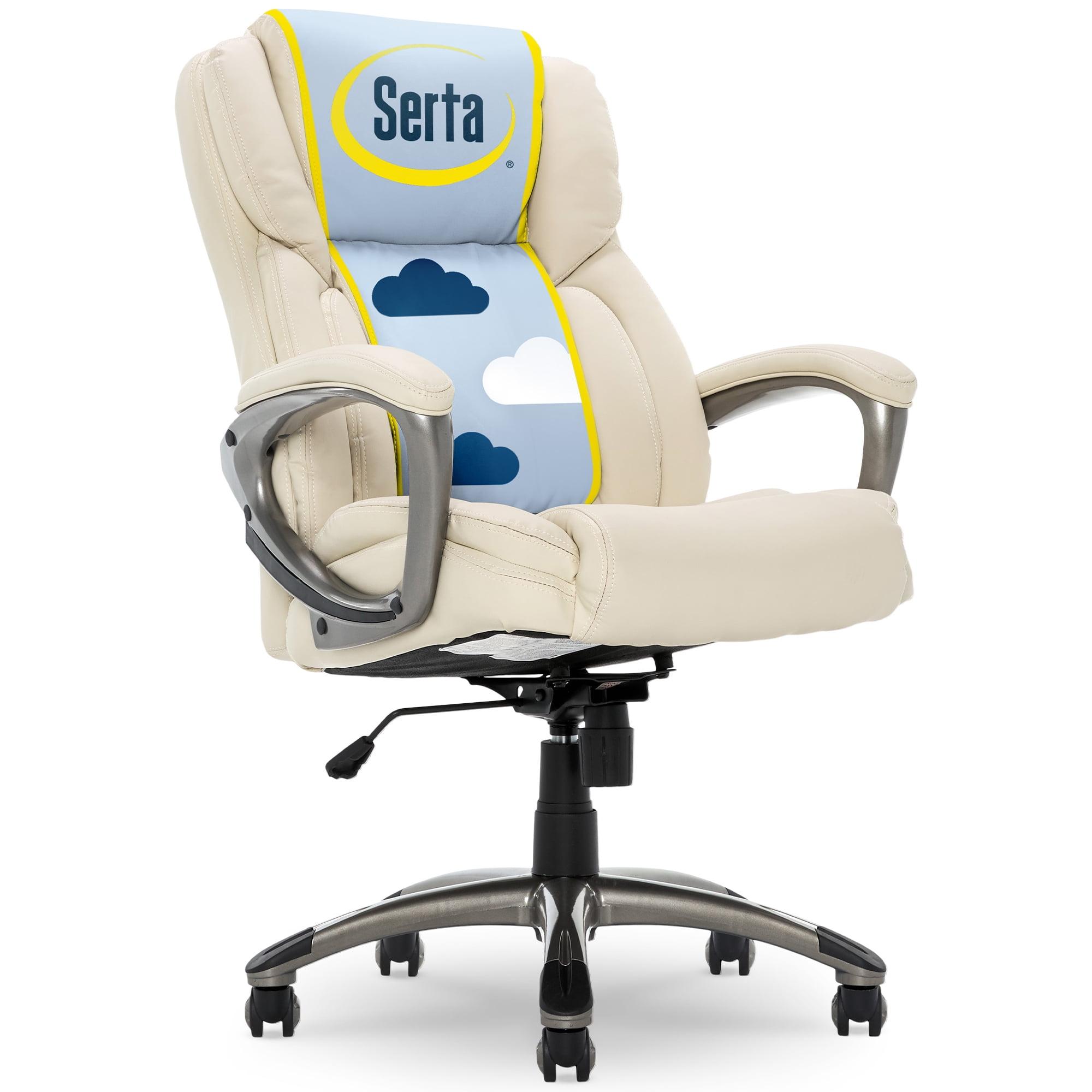 Serta Works Executive Office Chair American Beige: Upholstered, Adjustable, Ergonomic with Padded Back & Seat