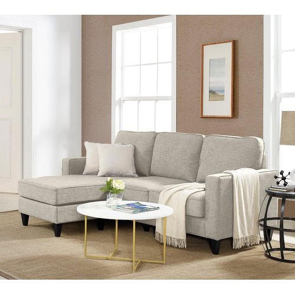 Ash Light Gray Microfiber Reversible Sectional Sofa with Square Arms