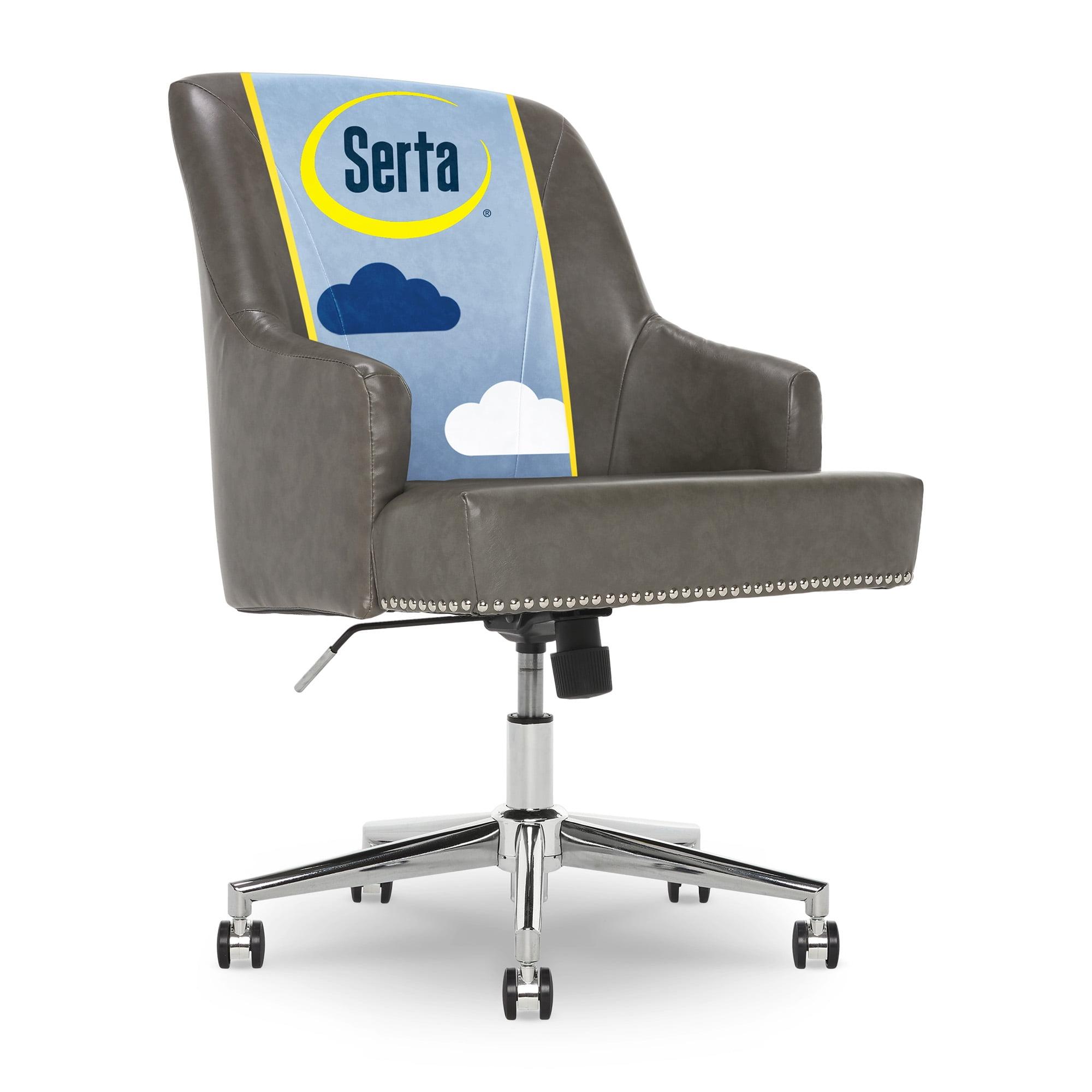 Serta Style Leighton Home Office Chair Gathering Dark Gray: Upholstered, Adjustable, with Fixed Arms