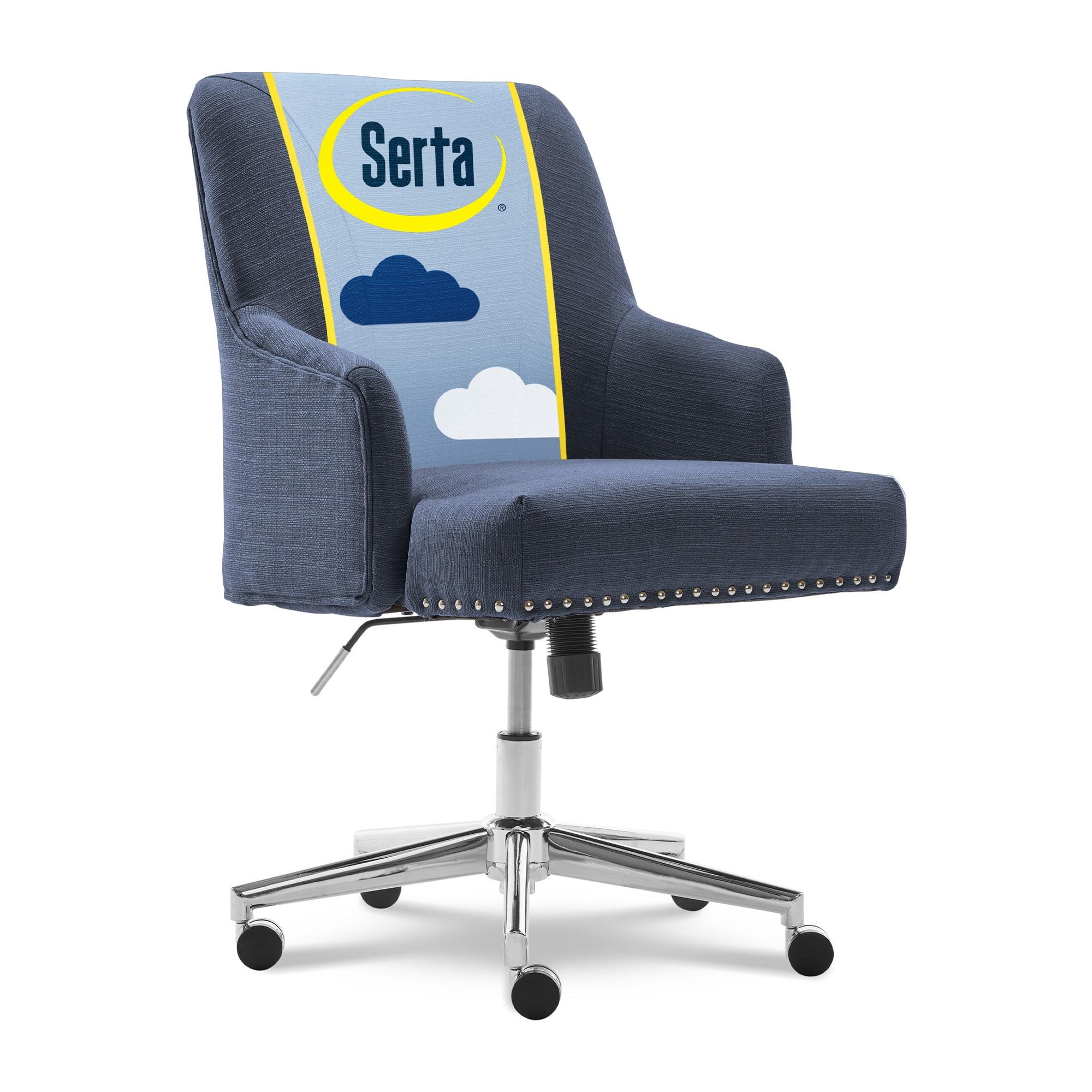 Style Leighton Home Office Chair Sanctuary Blue - Serta: Swivel, Adjustable, Wood Frame, Fixed Arms