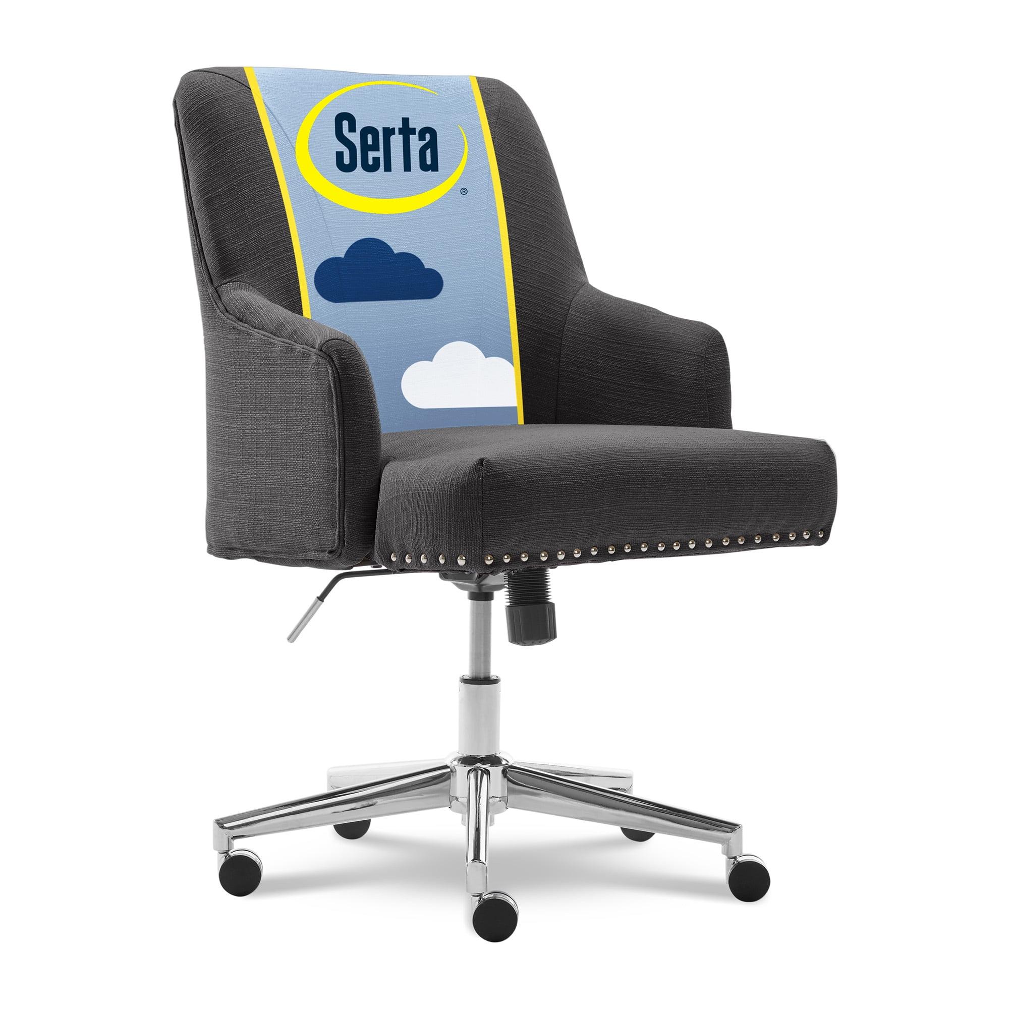 Style Leighton Home Office Chair Inviting Graphite - Serta: Mid-Back, Twill Fabric, Adjustable