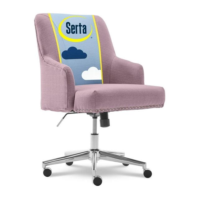 Serta Style Leighton Home Office Chair Fresh Lilac : Upholstered, Adjustable, with Fixed Arms & Wood Frame