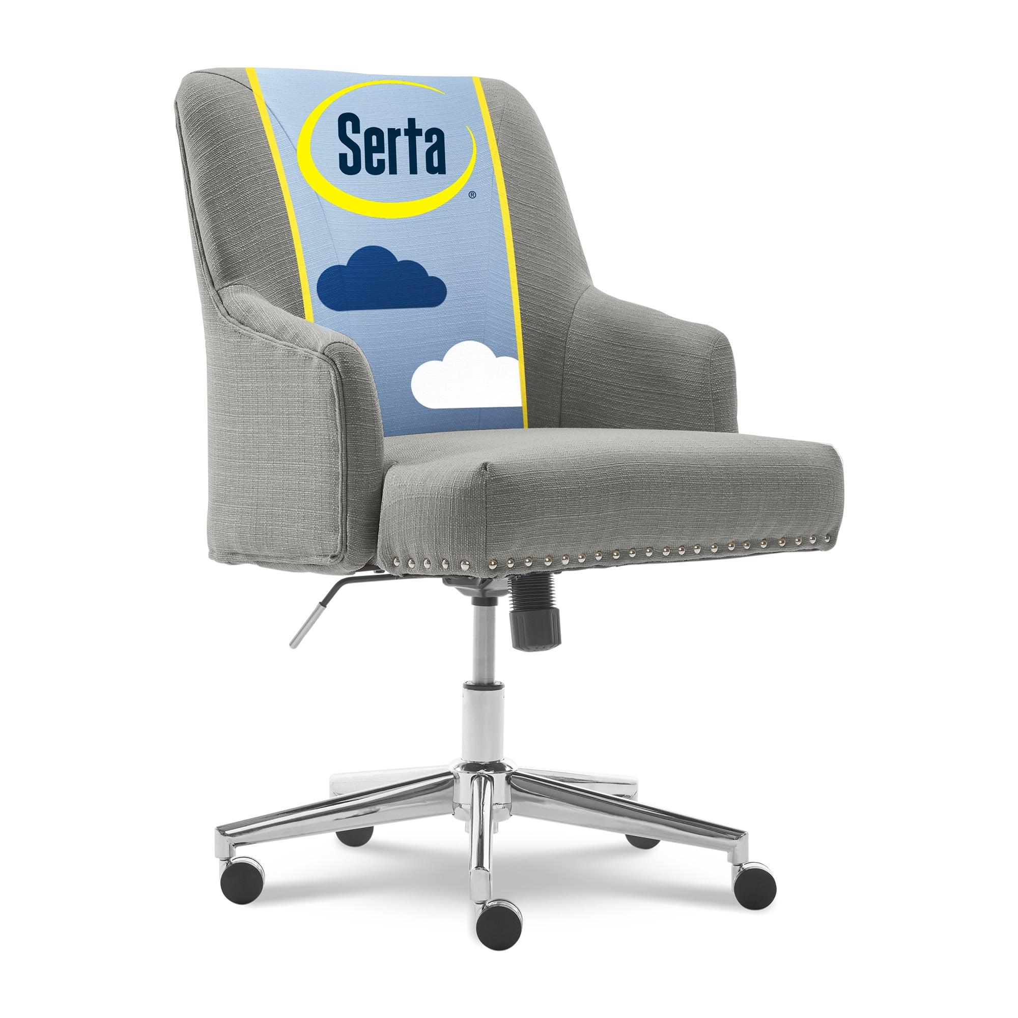 Style Leighton Home Office Chair Medium Gray - Serta: Swivel, Adjustable, Wheeled