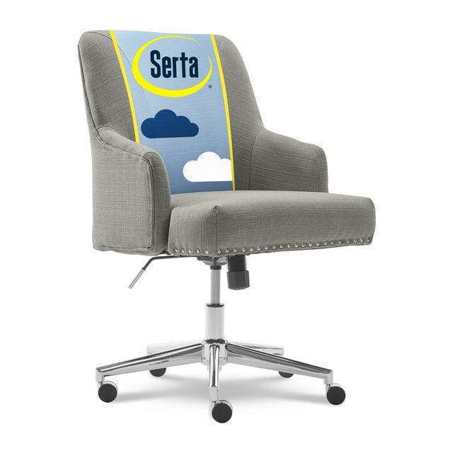 Style Leighton Home Office Chair Medium Gray - Serta: Swivel, Adjustable, Wheeled