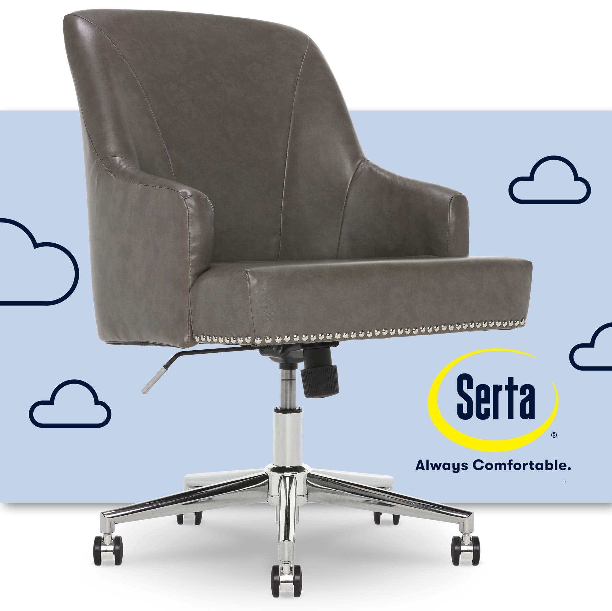 Modern Leighton Swivel Home Office Chair in Gray Bonded Leather