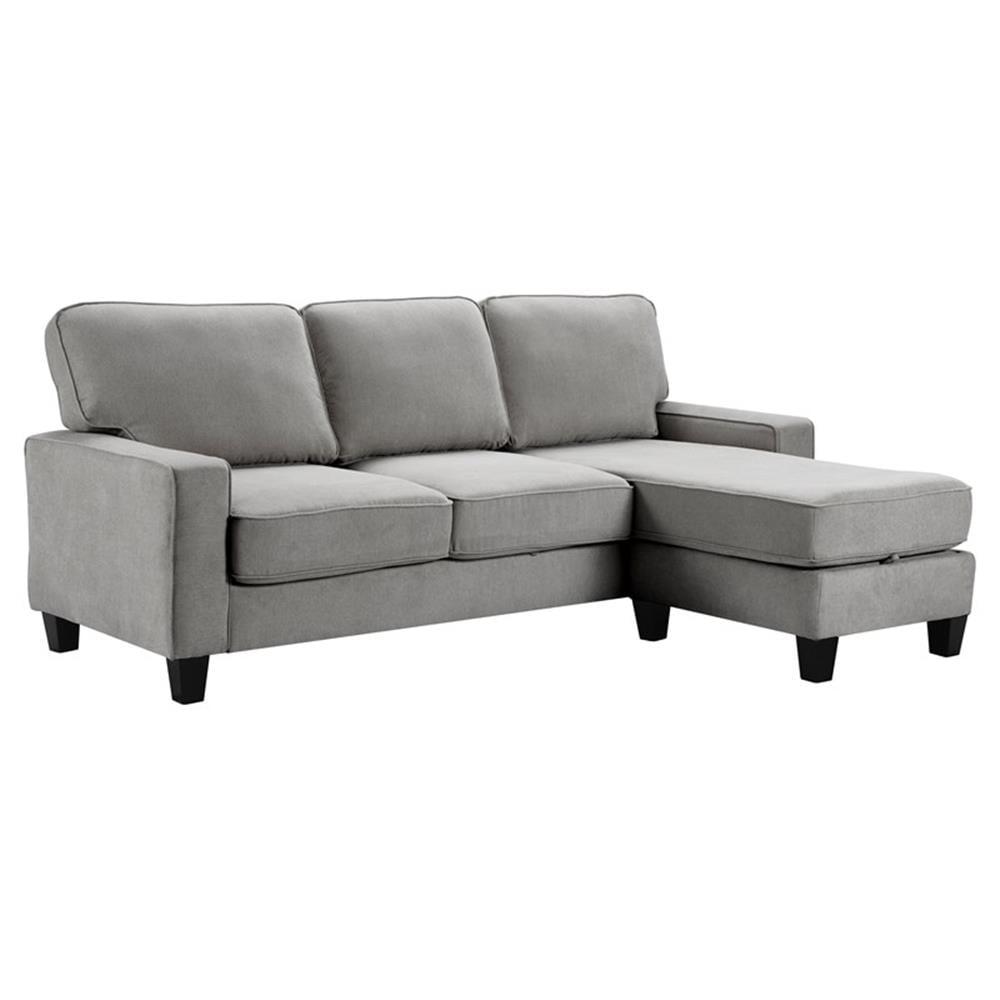 Soft Gray Microfiber Two-Piece Sectional with Storage