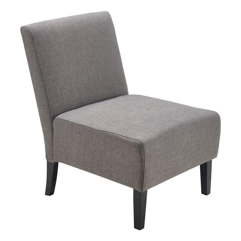 Gray Polyester Armless Slipper Accent Chair