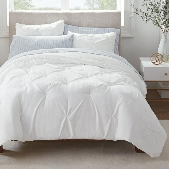 7pc Queen Simply Clean Pleated Bed in a Bag White - Serta: Polyester, Stain-Resistant, Machine Washable