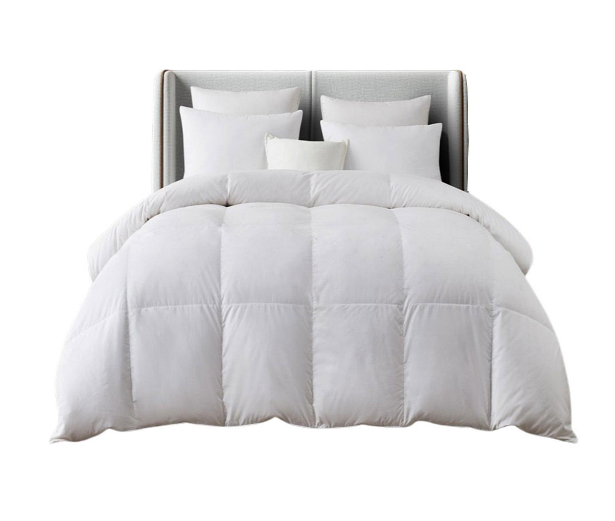 Twin White Cotton Down Bedspread with Feather Fill