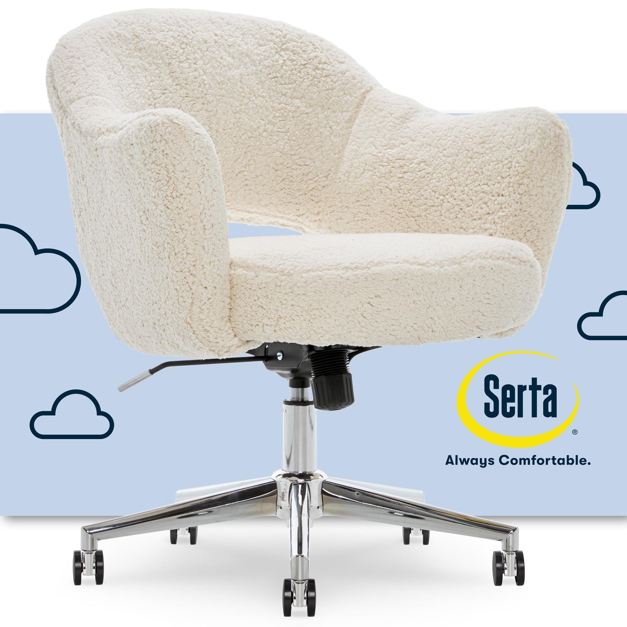 Serta Valetta Midcentury Modern Faux Fur Home Office Chair with Memory Foam Padding