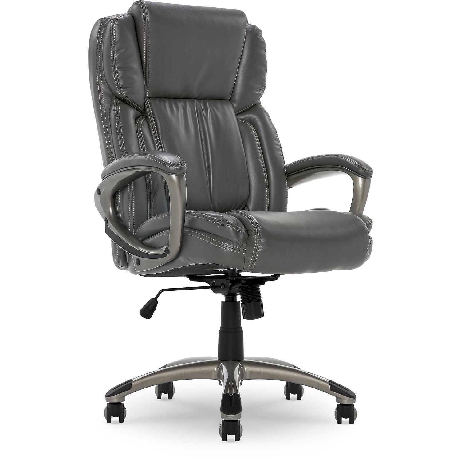 Serta Works Bonded Leather Executive Office Chair Harvard Gray (CHR200113) 43520COSS