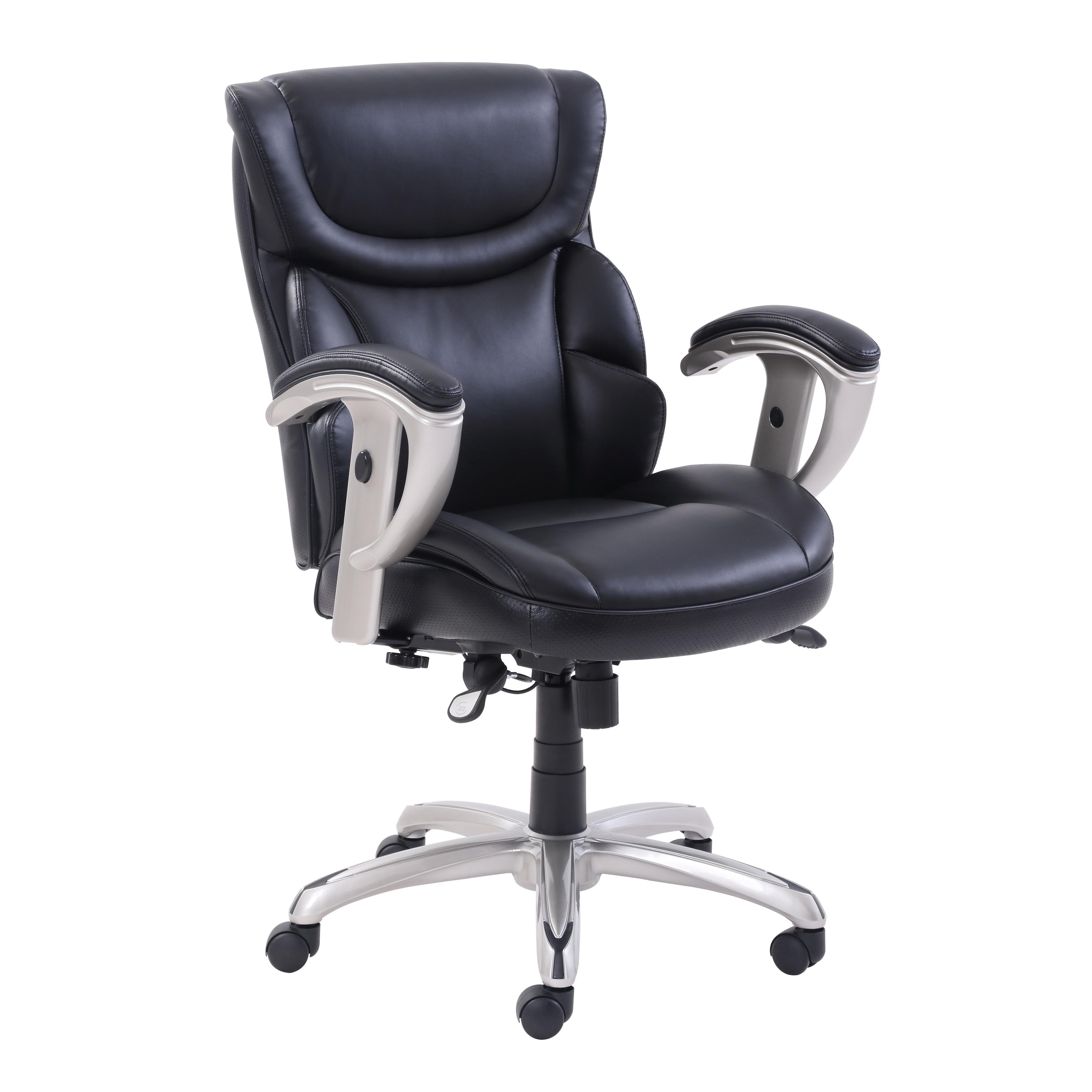 SertaPedic Emerson Task Chair, Supports Up to 300 lb, 18.75" to 21.75" Seat Height, Black Seat/Back, Silver Base