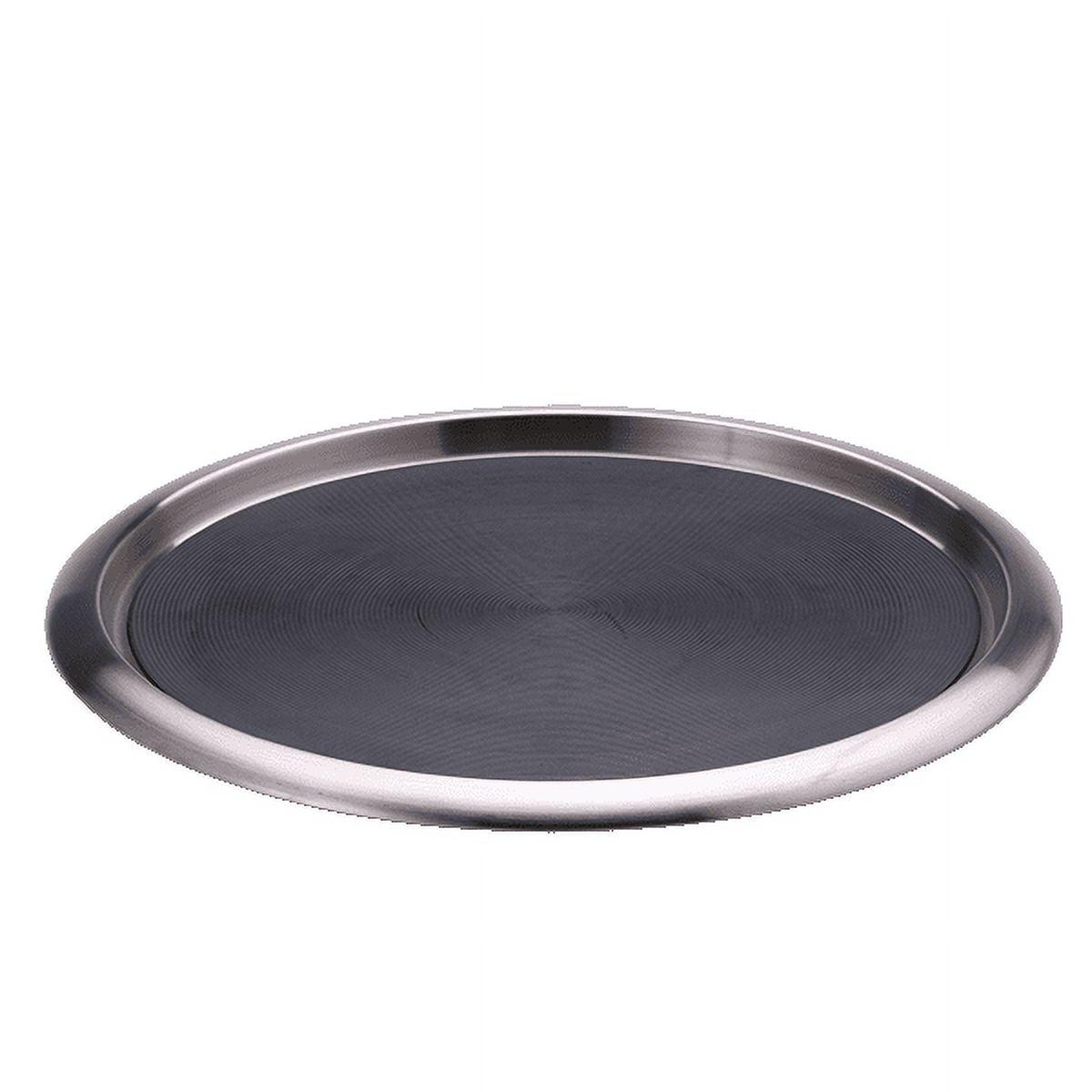 Round Stainless Steel Tray with Non-Slip Rubber Inserts, 14"