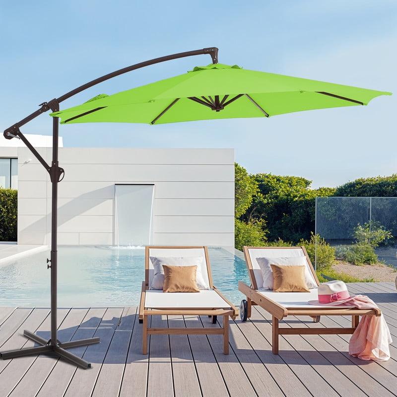 JUSTLET 10ft Offset Hanging Outdoor Cantilever Patio Umbrella for Garden, Apple Green