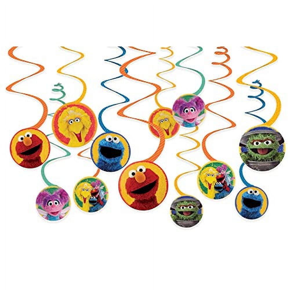 Multicolor Sesame Street Spiral Hanging Decorations Pack of 12