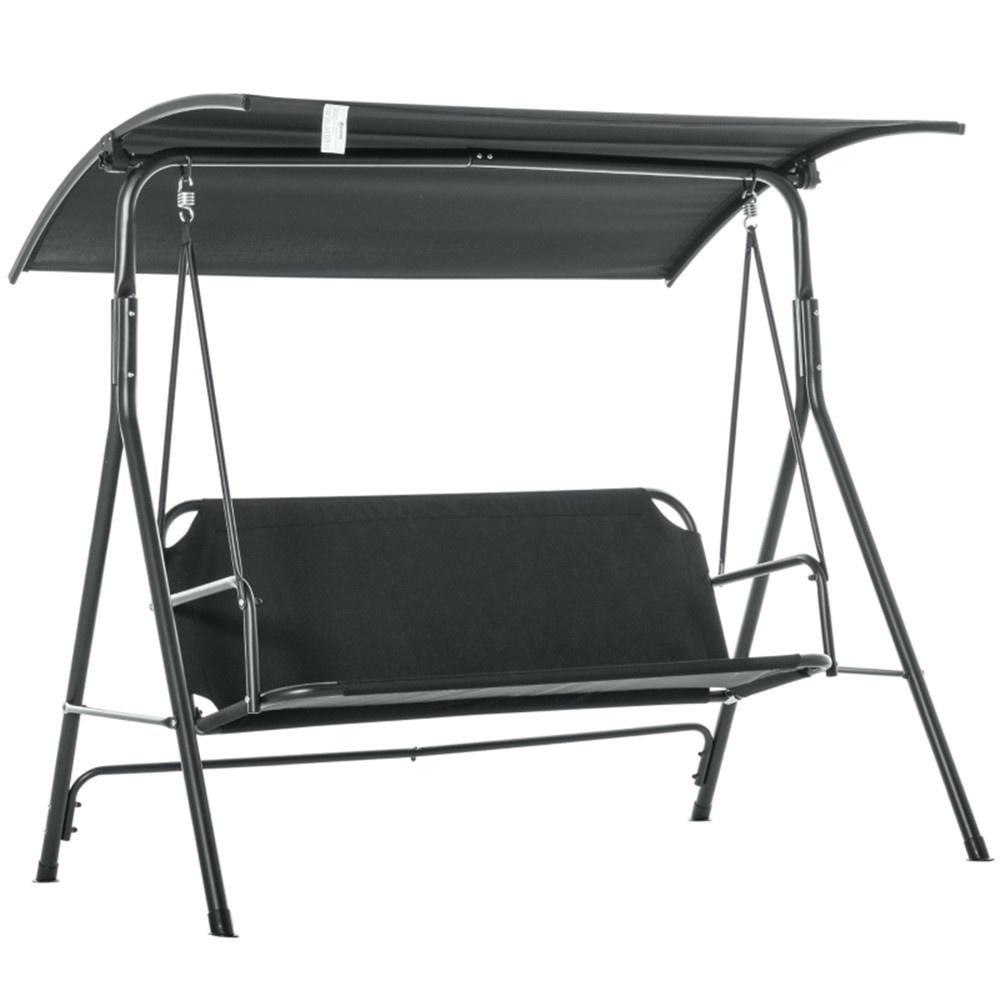 Costway Outdoor Patio Swing Canopy 3 Person Canopy Swing Chair Patio Hammock Black