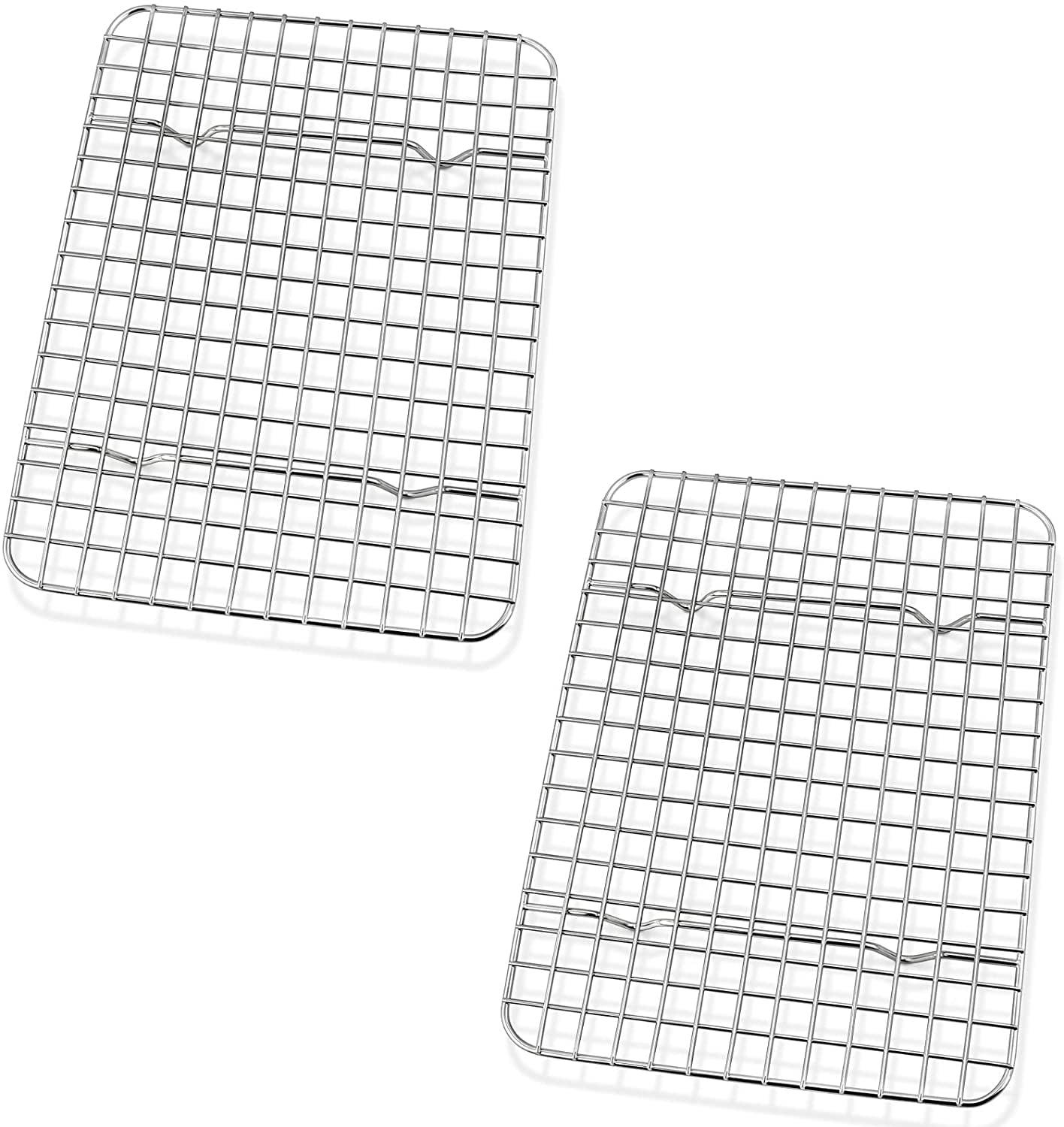 Cooling Rack - Set of 2 Stainless Steel BBQ Grill, Oven Safe Grid Wire Racks for Cooking & Baking by Casewin- 8.66*6.3*0.59inch