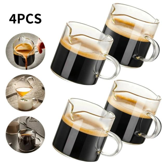 PARACITY Espresso Cups Set of 4, Insulated Espresso Accessories 4.3 OZ, High Borosilicate Espresso Shot Glass, Clear Glass Expresso Coffee Cup with Handle, Small Tea Cups