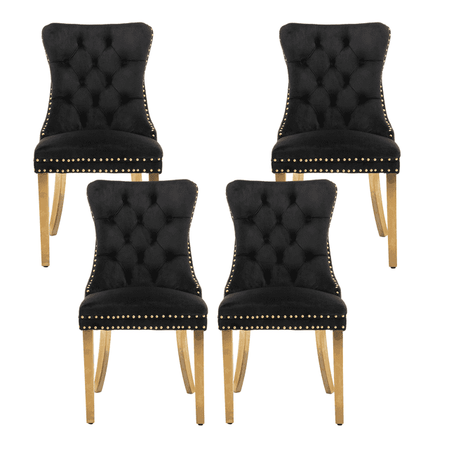 LegaHome Velvet Dining Chairs Set of 4, High-end Upholstered Button Tufted Dining Chair with Nailhead Trim and Solid Wood Legs, Modern Padded Seat Accent Chairs, Kitchen Dining Chairs Set, Blue